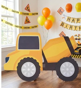 lot 12196 image: Weysat Construction Theme Birthday Party Decorations 35 x 22 Inches Mixer Truck Cardboard Cutout Party Supplies Dump Photo Booth Props for Birthday Wedding Baby Shower Holiday Decoration