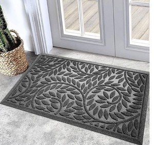 lot 12199 image: Bulijojo Front Door Mat Entrance,Durable Heavy Duty Welcome Mat,Thick Absorbent Natural Rubber Non Slip Mat,Sturdy Entryway Grey 17x30