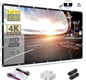 lot 12205 image: Mabebron Foldable Portable Projector Screen 120 inch