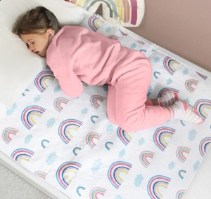 lot 12225 image: Hygge Sheets� Potty Training Pee Pads for Kids, Toddlers - 100% Waterproof, Non Slip Bed Wetting Pad for Twin Beds - Washable, Reusable Mattress & Sheet Protector - Rainbow