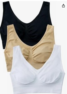 lot 12228 image: Hiking Gril Womens Comfort Wirefree Bralette Unpadded Sleep Yoga Bra HBF S 3 Pack