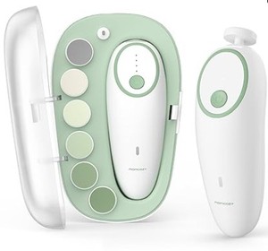 lot 12234 image: Momcozy Baby Nail File Electric, Gentle Baby Nail Trimmer Electric, Baby Nail Clipper with Night Light, 7 Grinding Head Replacement Pads, Green