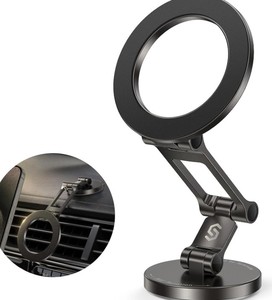 lot 12253 image: Syncwire Fits MagSafe Car Mount for Car Dash&Tesla ScreenAll-Metal Magnetic Phone Holder, Flexible Three-axis360° Rotation Car Mount Strong Magnets Car Phone Holder for iPhone 17 16 15 14 Pro Max