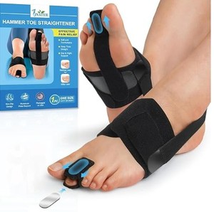lot 12255 image: JNATER Hammer Toe Straightener for Women & Men - Non-Slip Hammer Toe Corrector, Adjustable Toe Splint for Hammer Toe, Curled Toes, Crooked Toes, Broken toe Support - Day & Night Relief (1 Compression Foot Wrap & 1 Strap)