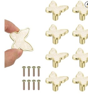 lot 12257 image: uxcell 8 Pcs Butterfly Shaped Cabinet Knobs, Bathroom Dresser Knobs Kitchen Drawer Pulls for Wadrobe Cupboard Furniture Hardware White