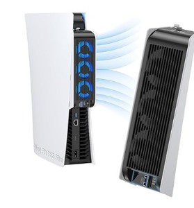 lot 12274 image: KIWIHOME Cooling Fan for PS5 Accessories, Upgraded Quiet Cooler Fan with Auto Speed, Controller USB3.0 Port & LED for PS5 2020 Only, Not for PlayStation 5 SlimPro, White