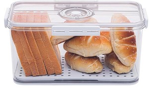 lot 15819 image: ANYPROLUS Bread Box for Homemade Bread Boxes for Kitchen Counter Airtight, Time Recording Bread Storage Container with Lid, Bread Containers Storage Airtight Loaf Bread Keeper, White