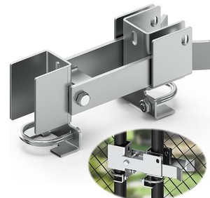 lot 19721 image: Fixirons Chain Link Fence Double Gate Latch for 2 Gate Frame Chain Link Fence Gate Latch Residential Strong Arm Double Gate Latch for Metal Gate