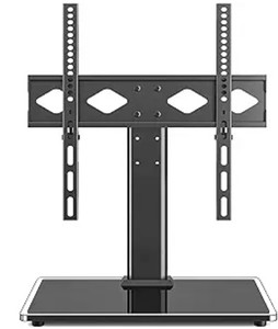 lot 19724 image: Rfiver Universal Table Top TV Stand TV Base Replacement for Most 27-60 Inch LCD LED Flat Curved Screen TVs Holds up to 88lbs, Height Adjustable TV Mount Stand with Tempered Glass Base, VESA 400x400mm
