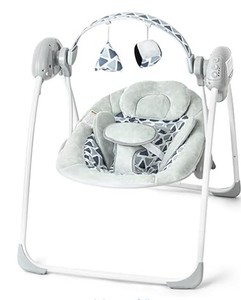 lot 19736 image: Baby Swings for Infants, Portable Baby Swing Folds Easy with Adaptable Speed, Music,Timer,Baby Swing IndoorOutdoor,Infant Swing for Babies 0-6 Months 6-20 lbs Grey