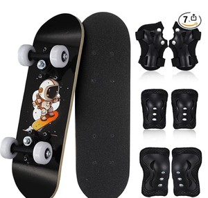 lot 19747 image: Honoson 7 Pcs Skateboard for Toddlers Beginners Knee Elbow Pads Wrist Guards Gear Set (Fire Dinosaur, Age 2-5 Kids 17 x 5)