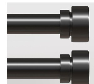 lot 19757 image: Lootkell 2 Pack Modern Black Curtain Rods Set for Windows 72 to 144 Inches Adjustable Length Heavy Duty 1 Diameter Window Curtain Rod with Decorative Finials for Outdoor Bedroom Kitchen Living Room