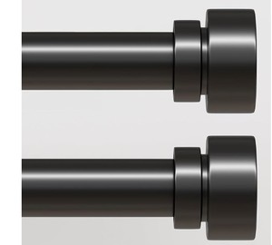 lot 19759 image: Lootkell 2 Pack Modern Black Curtain Rods Set for Windows 72 to 144 Inches Adjustable Length Heavy Duty 1 Diameter Window Curtain Rod with Decorative Finials for Outdoor Bedroom Kitchen Living Room