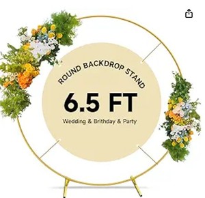 lot 19760 image: JEBUTU Balloon Arch Stand Metal Round Backdrop Stand Circle Balloon Arch Frame Wedding Arches 6.5FT for Ceremony Birthday Party Baby Shower Decoration