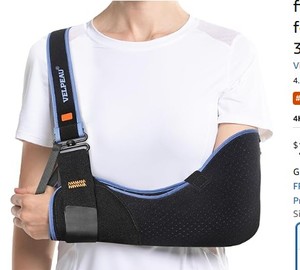 lot 19764 image: VELPEAU Arm Sling Shoulder Immobilizer for Women and Men, fit Left or Right Arm - Rotator Cuff Support Brace - Medical Sling for Shoulder, Clavicle, Elbow Injury (Comfort type, 2X-Large Bust 47��-53��)