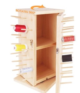 lot 19765 image: New brothread 93 Spools (DIY) 360° Fully Rotating Wooden Thread RackThread Holder Organizer with Inner Storage Compartments for Sewing, Quilting, Embroidery, Hair-braiding and Jewelry