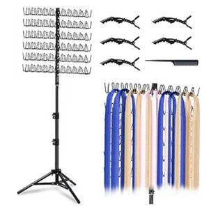 lot 19773 image: Braiding Hair Rack Standing with 120 Pegs, Height Adjustable 2-Side Hair Divider for Braiding Hair Separator Stand Metal (Black)