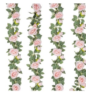 lot 19800 image: TELDRASSIL 4Pcs(26 FT) Artificial Rose Vine Fake Flower Garland Fake Silk Rose Hanging Vine for Wedding Party Background Arch Garden Background Decoration (Pink)
