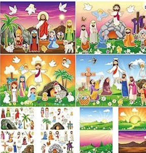 lot 20102 image: Outus 32 Set Make an Easter He Lives Scenes Craft Kit Religious Resurrection DIY Stickers He is Risen Scene Sunday Craft for Party Game Classroom Activities Christian Art DIY Project Supplies