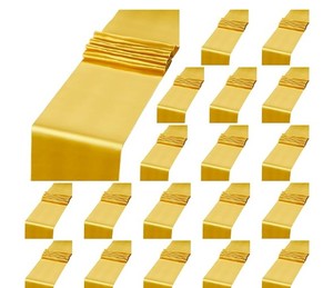 lot 20107 image: Tudomro 30 Pack Gold Satin Table Runner Bulk 12 x 108 Inch Silk Tablecloth Cover for Rectangle Table Rustic Wedding Party Decor for Bridal Shower Birthday Graduation Party Banquet Decor