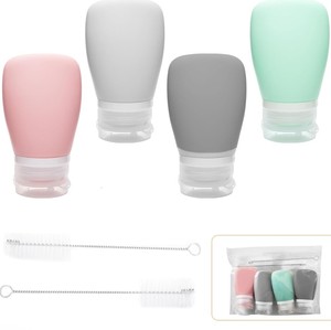 lot 20115 image: XJMWXHFC 4Pcs Squeeze Salad Dressing Bottles, Mini Sauce Condiment Container, Leakproof With 2pcs Cleaning Brush for Sauces (2OZ, 60ML)