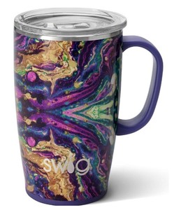 lot 20121 image: Swig Stainless Steel Insulated Travel Mug, 18 oz, Purple Reign, Double Wall Vacuum Sealed, Dishwasher Safe, Cup Holder Friendly