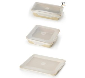 lot 20138 image: W&P Reusable Silicone Stretch Lid, Set of 3 �� Casserole (9x13), Brownie (8x8), Loaf (5 x 9), Dishwasher Safe, Freezer Safe, LFGBPremium Materials, Microwave Safe, Clear