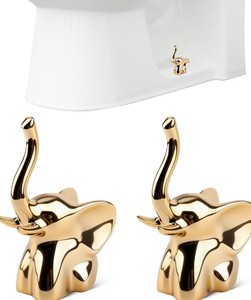 lot 20139 image: Solaradgy 2Pcs Toilet Bolt Covers Decorative, Gold Toilet Screw Cover Caps Shape of a Elephant Made of Ceramic Suitable for Toilet Bolts of Most Sizes (Gold)