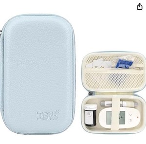 lot 20145 image: Linpr Hard Shell Diabetic Monitor Case, Glucose Meter Kit Storage Organizer, Diabetes Travel Bag for Glucometer, Supplies, Blood Sugar Test Strips, Lancets & Syringes (Blue, Medium)