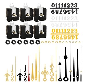 lot 20147 image: 6pcs High Torque Quartz Clock Movement Mechanism Replacement Clock Numerals Kit with 6 Different Pairs of Hands Clock for DIY Wall Clock Handicrafts Repair Clock Parts 21.5mm