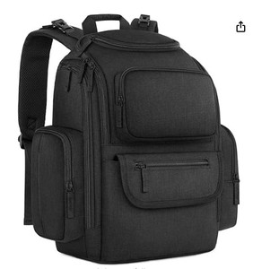 lot 20157 image: Mancro Diaper Bag Backpack, Multifunctional Dad Diaper Bag with 2 Side Insulated Pockets, Travel Water Resistant Baby Diaper Backpack for Men Women with Stroller Straps, Black