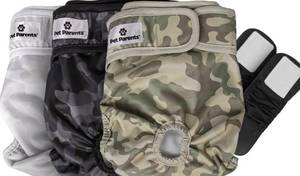 lot 20163 image: Pet Parents� Washable Dog Diapers (3pack)  Extendrs� of Durable Doggie Diapers, Premium Dog Diapers Female & Male (Medium, Camo)