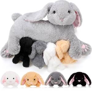 lot 1859 image: HyDren 5 Pcs Easter Bunny Stuffed Animal with Babies, 15 Inch Stuffed Bunny with 4 Baby Rabbits in Her Belly, Soft Rabbit Plush Toys for Kids, Boys, Girls Birthday Baby Shower