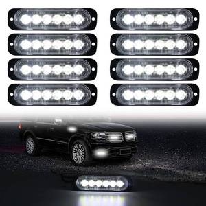 lot 2407 image: DIBMS LED Emergency Strobe Lights Bar 8x White 6 LED Strobe Warning Emergency Flashing Light Caution Construction Hazard Light Bar For Car Truck Van Off Road Vehicle ATV SUV Surface Mount
