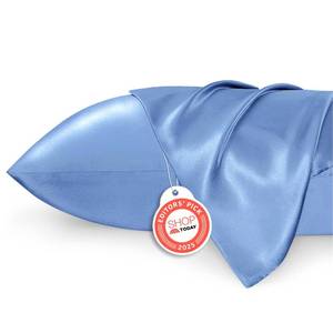lot 2409 image: Bedsure Satin Pillowcase for Hair and Skin Queen - Sky Blue Silky Pillowcase 2 Pack with Envelope Closure, Similar to Silk Pillow Cases, Gifts for Women Men, 20x30 Inches, 2pcs