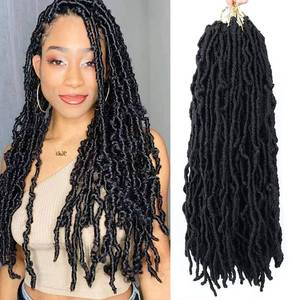 lot 2419 image: Violet 18 Inch New Faux Locs Crochet Hair Soft Locs Crochet Hair Natural Faux Braids Pre-looped Synthetic Afro Roots Braid For Black Women (18Inch, 6Packs, 1B)