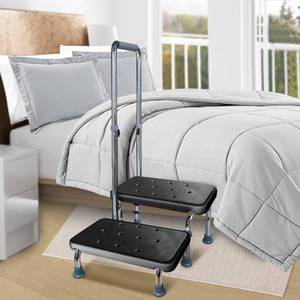 lot 3496 image: Aliseniors Step Stool with Handle, 400 lbs Adjustable 2 Steps Stool with Handrail for Adults and Seniors, Easy Assmbly Medical Foot Step Stool for Bed, Kitchen, Car, Bathtub