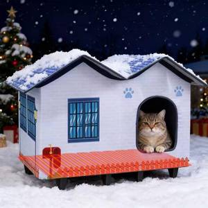 lot 3499 image: Heated Cat Houses for IndoorOutdoor Cats with Elevated Heated Cat Bed Waterproof Providing Safe Feral Cats, Easy to Assemble