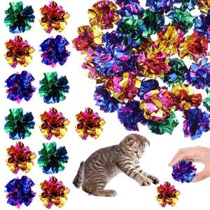 lot 3508 image: SHENLIU Crinkle Balls for Cats, 100 Pcs Colorful Cat Toys Crinkle Ball Interactive Foil Cat Toy Balls for Indoor Kittens to Keep Fit Active