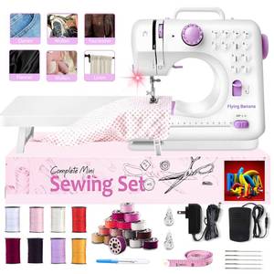 lot 3516 image: Portable Sewing Machine for Beginners, Mini Electric Sewing Machine 12 Built-in Stitch Patterns, Light, 2 Speed with Foot Pedal & Sewing Kit, Household m�quinas de coser for Kids Ages 8-12