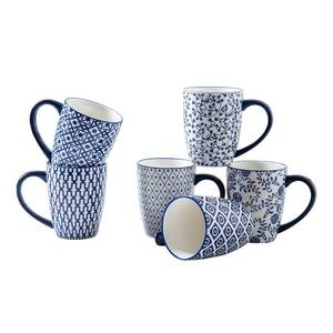 lot 3518 image: Ceramic Coffee Mugs Set - 16 Oz Large Porcelain Tea Cups with Handle for Women Men Cocoa Cappuccino Latte - Christmas Housewarming Gift - Dishwasher Safe - Set of 6 - Vintage Blue