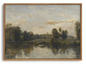 lot 3526 image: ZZLWBKGL Vintage Framed Wall Art Landscape Wall Decor Natural River Canvas Art Farmhouse River Pictures Rustic Paintings Country Artwork For Living Room Study Bedroom