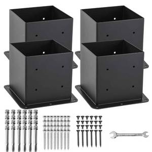 lot 3528 image: AXWHYS 6x6 Post Base 4 Pcs, (Inner Size 5.6x5.6) Post Anchors, 13GA Thick Solid Steel & Black Powder Coated,Deck Post Brackets Support Deck Base Plate Pergola Brackets Fence Kit