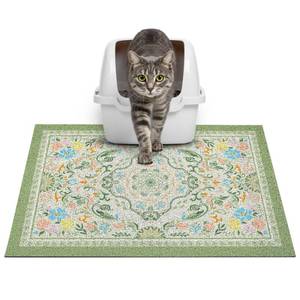 lot 4161 image: Glittme Cat Litter Mat with Non-Slip Bottom Litter Box Mat 24X15 Litter Trapping Mat Easy to Clean Washable Cat Food Mat for Kitty,S
