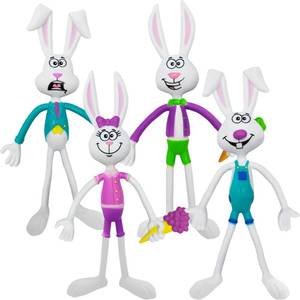 lot 4171 image: ArtCreativity Bendable Easter Bunny Figurines, Set of 8, Easter Toys for Kids with 4 Colorful Designs, Easter Basket Stuffers for Toddlers, Stress Relief Fidget Toys for Kids, Great Gift for All Ages