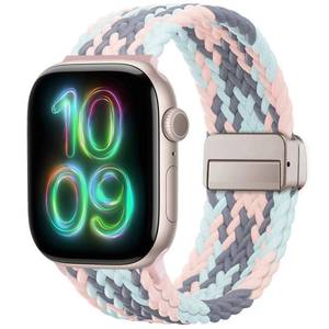 lot 4211 image: Braided Stretchy Band Compatible with Apple Watch Bands 38mm 40mm 41mm 42mm 44mm 45mm 46mm 49mm Women Men, Soft Nylon Solo Loop Magnetic Sport Strap for iWatch Series 11 10 9 8 7 6 5 4 3 2 1 SE Ultra