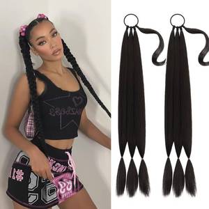 lot 4214 image: 2PCS Long Braided Ponytail Extension with Hair Tie Fluffy Wrap Around DIY Hairpiece Heat Resistant Synthetic Natural Soft Lightweight Ponytail Extension for Women Weddings Parties and Festivals