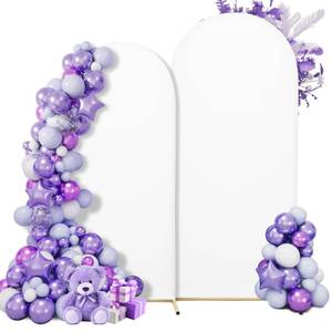 lot 4227 image: Wedding Arch Cover Spandex Arch Backdrop Cover 7.2FT,6FT Set of 2 Arch Stand Cover Arch Covers Stretchy Backdrop for Wedding Birthday Party Decoration Baby Shower (White)