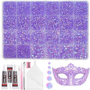 lot 4239 image: 20000Pcs Light Purple AB Flatback Jelly Resin Rhinestones for Bedazzling, Mix Sizes 2-6mm Crystal Rhinestones Gems, Purple Gems Bedazzling for Crafting for DIY Face Makeup Crafts Tumblers