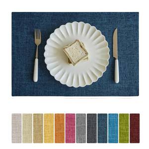 lot 4247 image: Softalker Faux Linen Placemats Set of 4-12 x 18 Inch, Heat Resistant Double Layered Durable Burlap Farmhouse Place Mats, Non-Slip Washable Rustic Table Mats for Dining, Kitchen, Party��Navy Blue